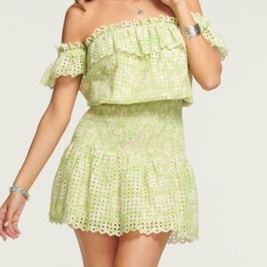 Ramy Brook McKenna Off the Shoulder Mini Dress Green Size S NWT